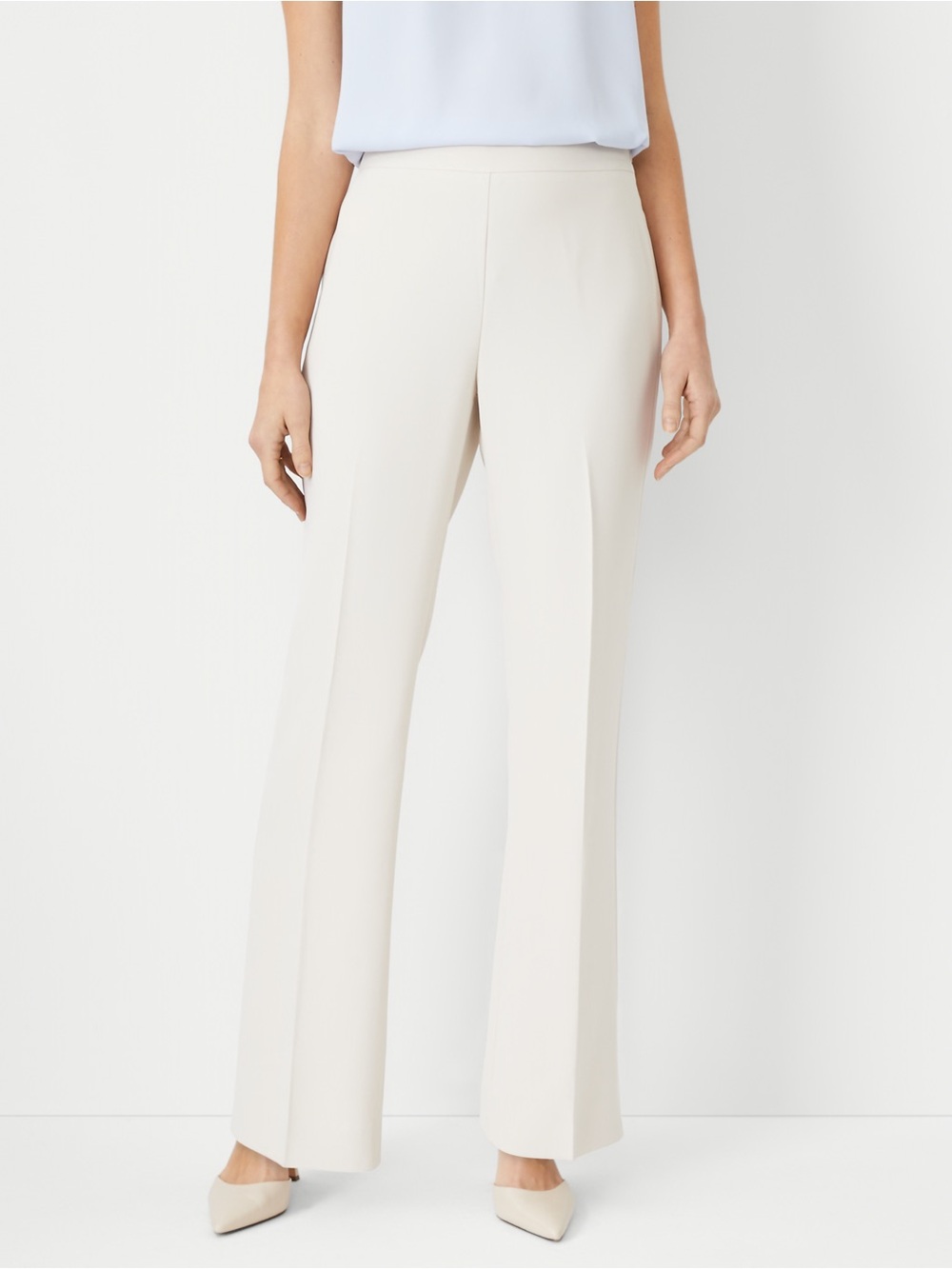 Ann Taylor Cream Wide-Leg Trousers